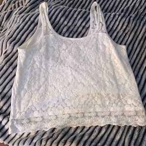 Hollister White Lace Crop Tank
